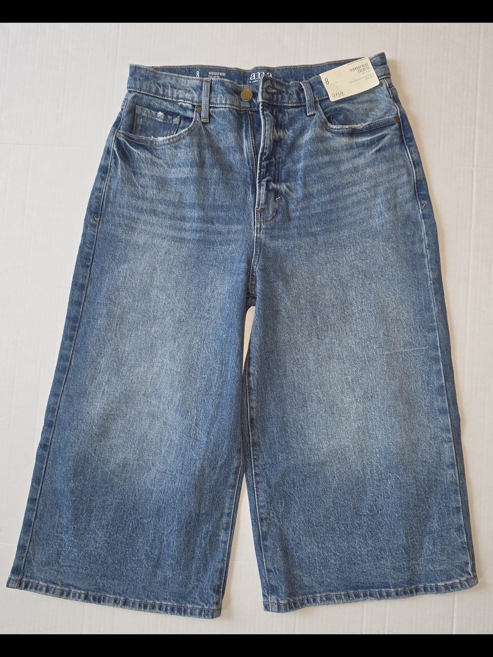a.n.a Blue Wide-Leg Culotte Jeans Sz 8
